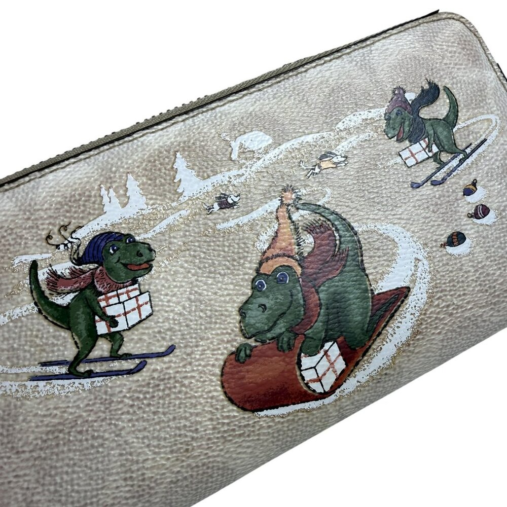 Coach Accordion Zip Wallet In Signature Canvas With Rexy - Picture 2 of 10